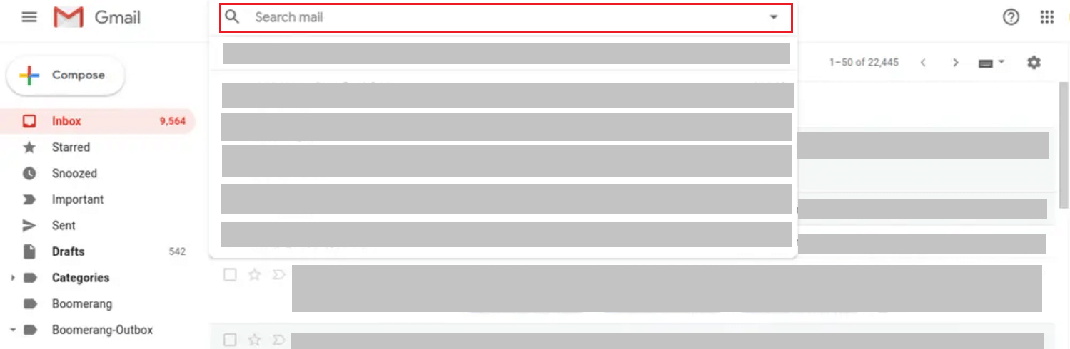 Gmail search box