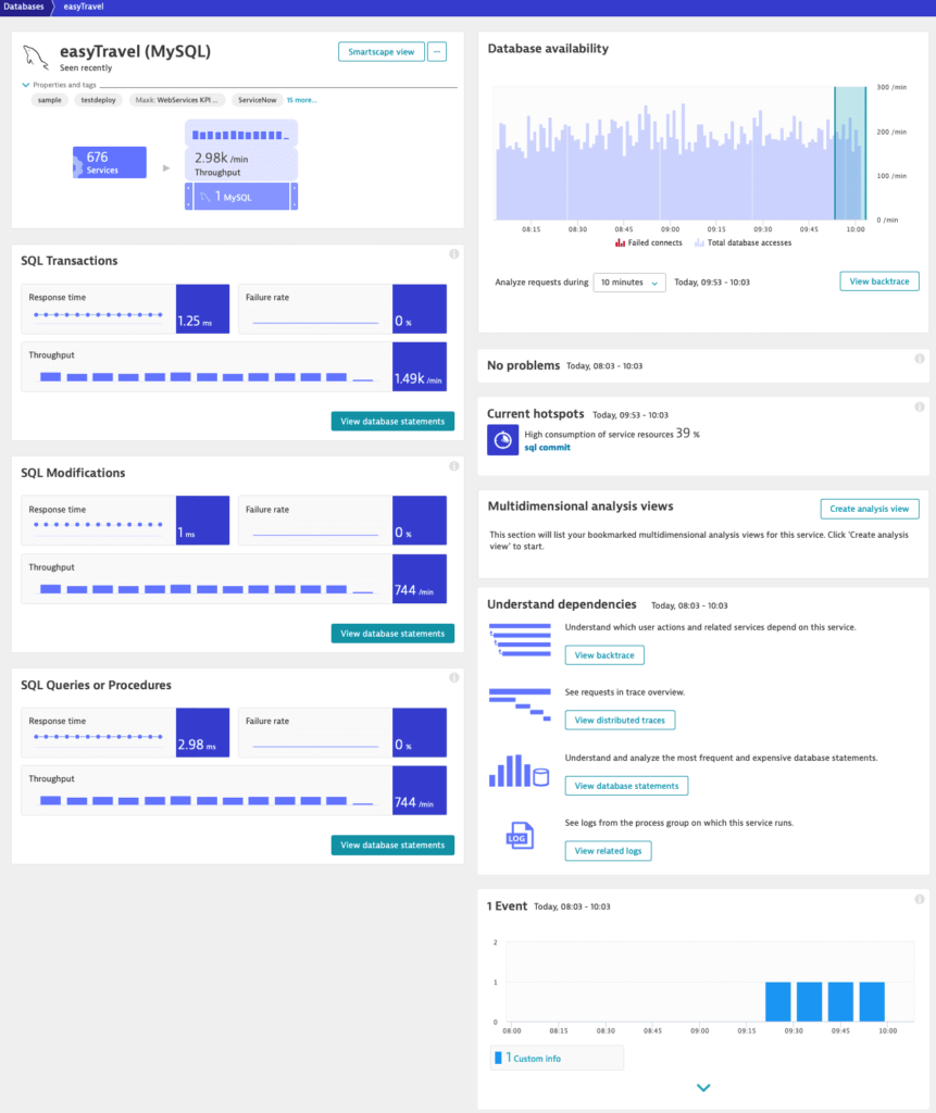 Dynatrace Database Overview